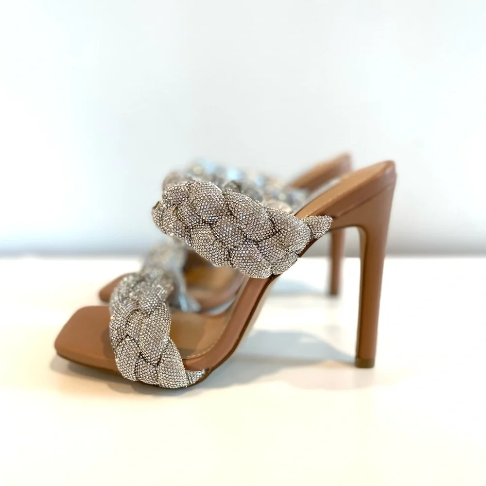 Steve Madden Braided Rhinestone heels size 6 - Picture 4 of 12